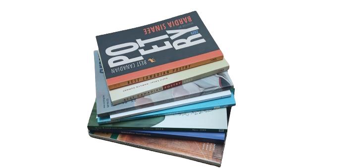 A stack of literary magazines